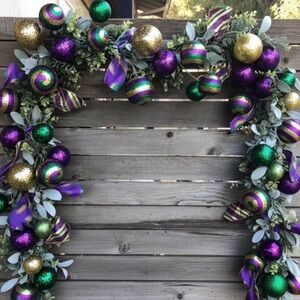 Purple and Green Decorative Accents for Festive Decor
